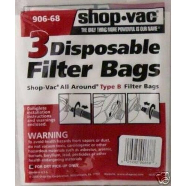Shop-Vac 12 SHOP VAC Vacuum Bag Type-B 906-68 Genuine" 370SW